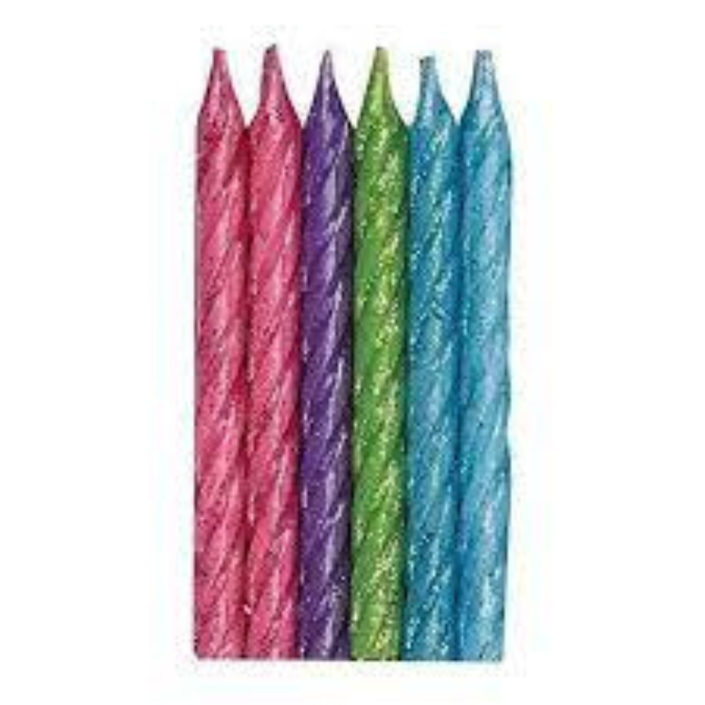 Pack of 12 Cake Candle Glitter Spiral