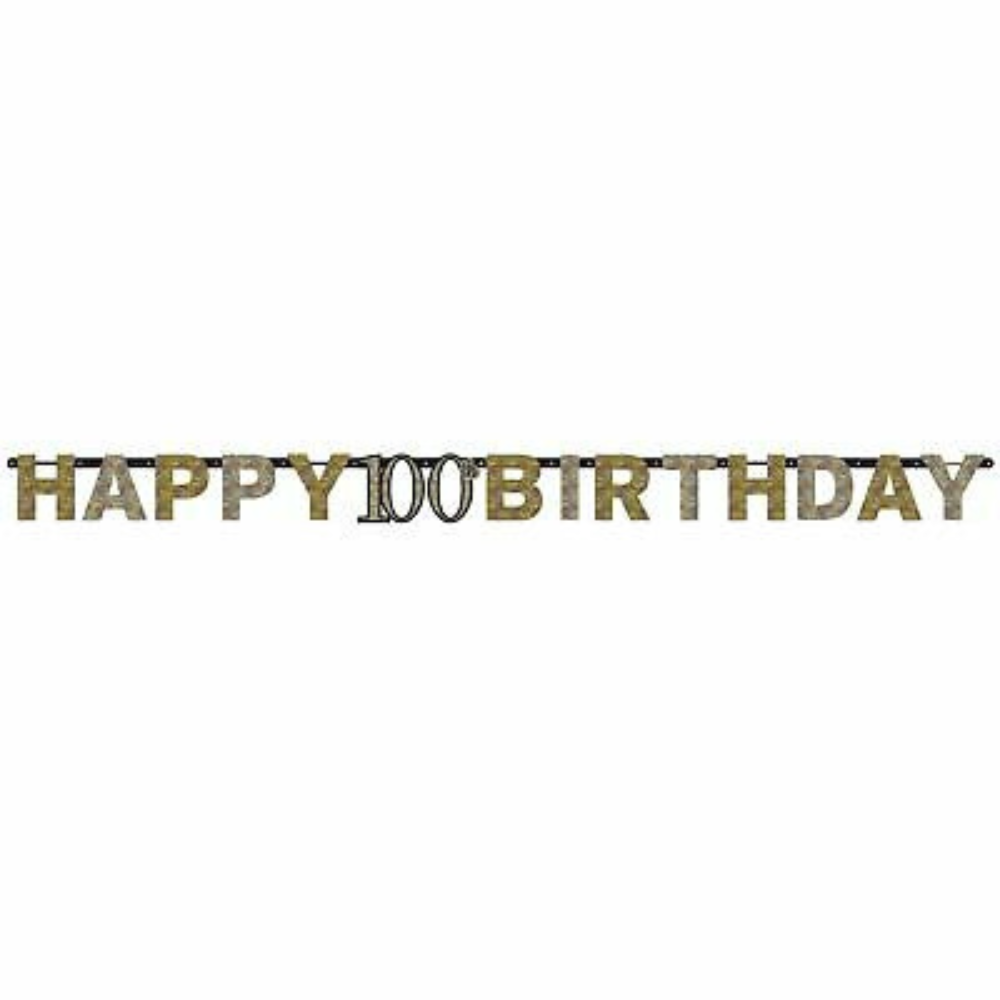 Letter Banner Sparkling Celebration "Happy 100th Birthday" - 7ft