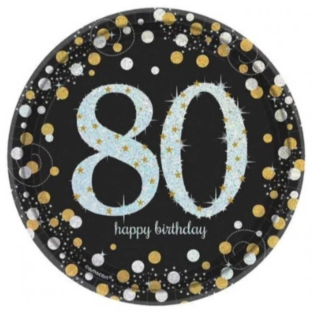 "Happy Birthday 80th" Paper Plates