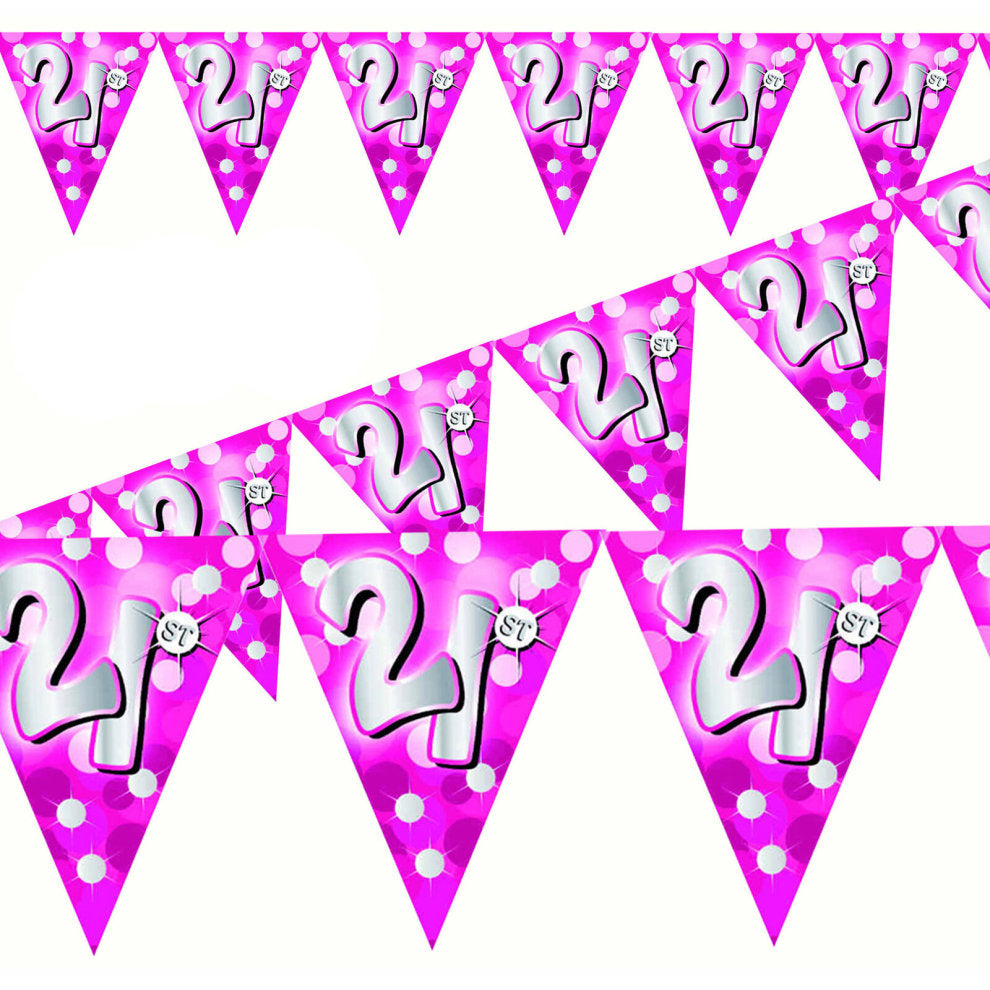 Pink Bunting Banner - 21st Birthday