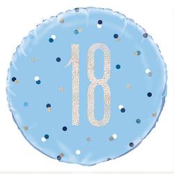 Glitz Foil Balloon - Blue 18th