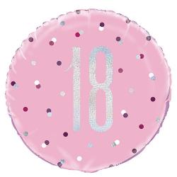 Glitz Foil Balloon - Pink 18th