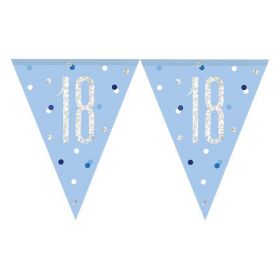 Glitz Blue & Silver Pennant Banner 18th Birthday