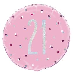 Glitz Foil Balloon - Pink 21st