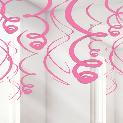 Ceiling Swirl Decorations -  Baby Pink