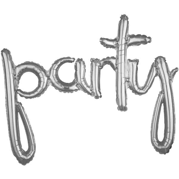 Script "Party" in Silver Foil Balloon