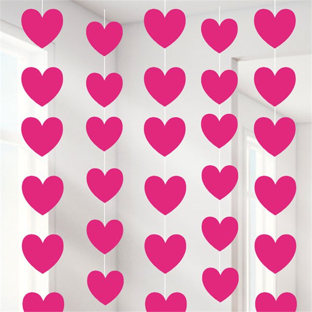 Hearts String Decoration - Pink