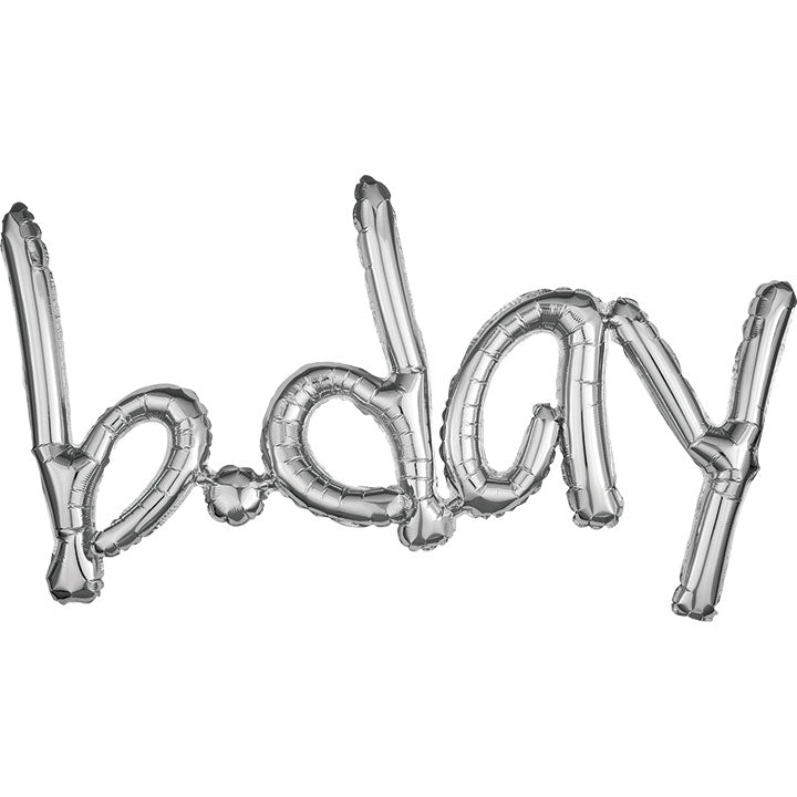 Script "b.day" in Silver Foil Balloon