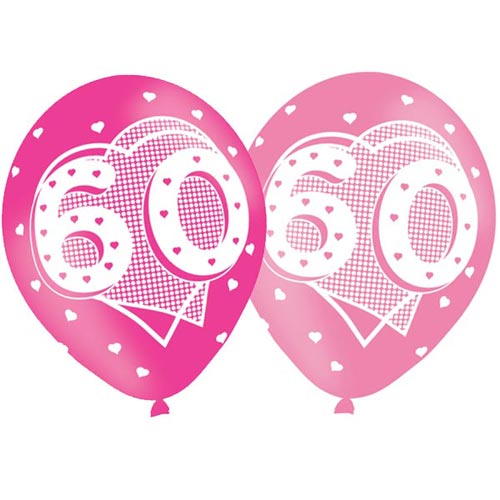 Age 60 Hearts Latex Balloons