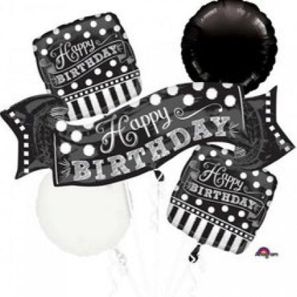Foil Balloon Bouquet - Black & White Chalkboard