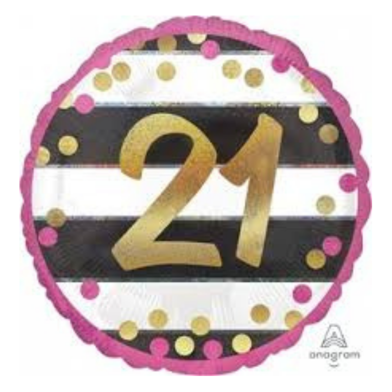 18 inch Pink & Gold Foil Balloon -  Age 21