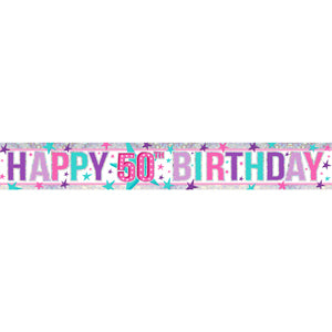 50th Birthday Holographic Foil Banner