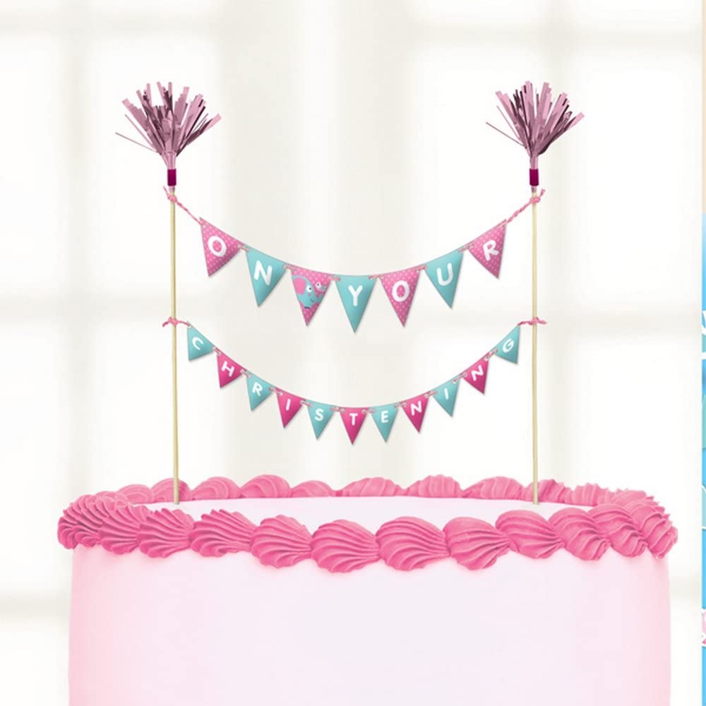 Cake Topper - Christening Pink