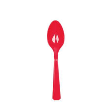 Red Plastic Spoons - 10 Pack