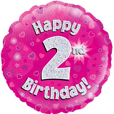 18" Foil Balloon 2nd Pink - Birthday
