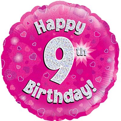 18" Foil Balloon - 9th Pink Birthday