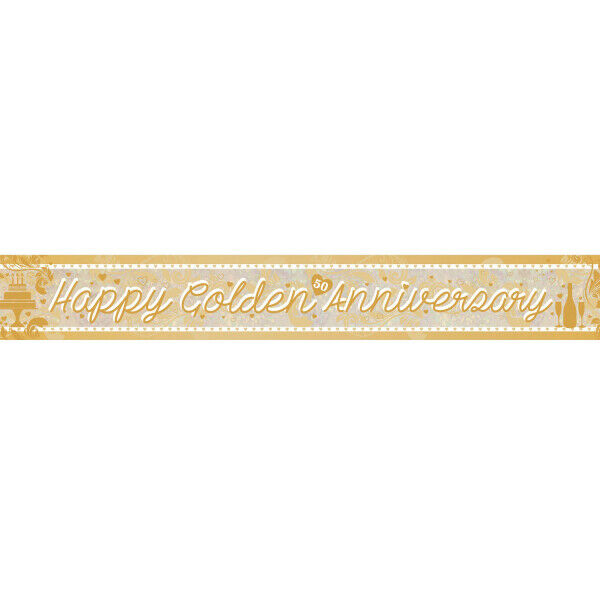 Golden 50th Anniversary Holographic Foil Banner