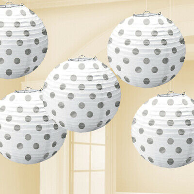 Paper Mini Lantern White with Silver Dots