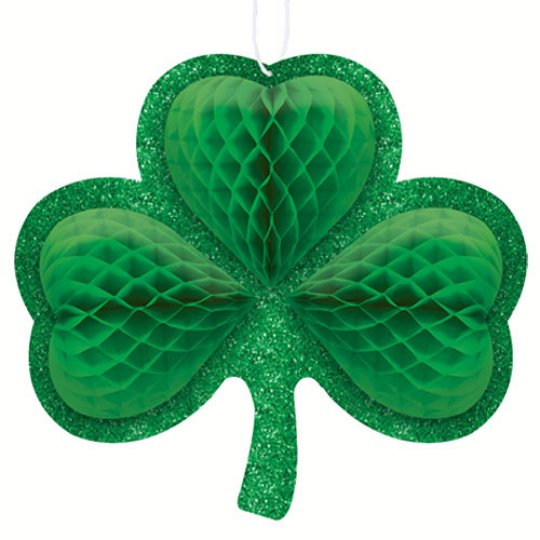 Shamrock Hanging Honeycomb Decoration 13"
